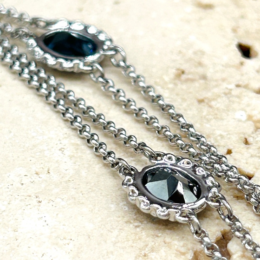 Authentic Swarovski 2 Strand Station Necklace Blu… - image 8